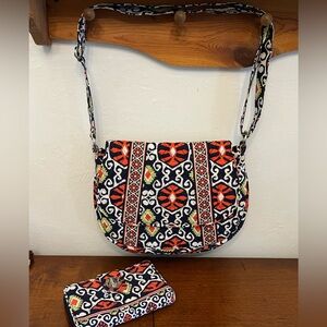 Vera Bradley Sun Valley crossbody saddlebag purse with wallet